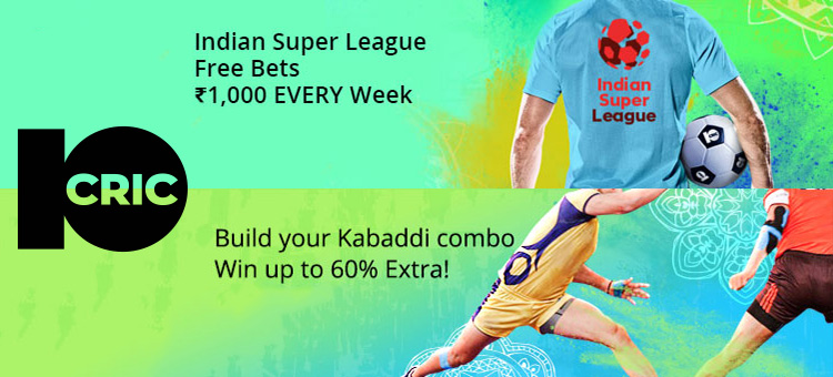 Bets on football and kabaddi at 10Cric site.